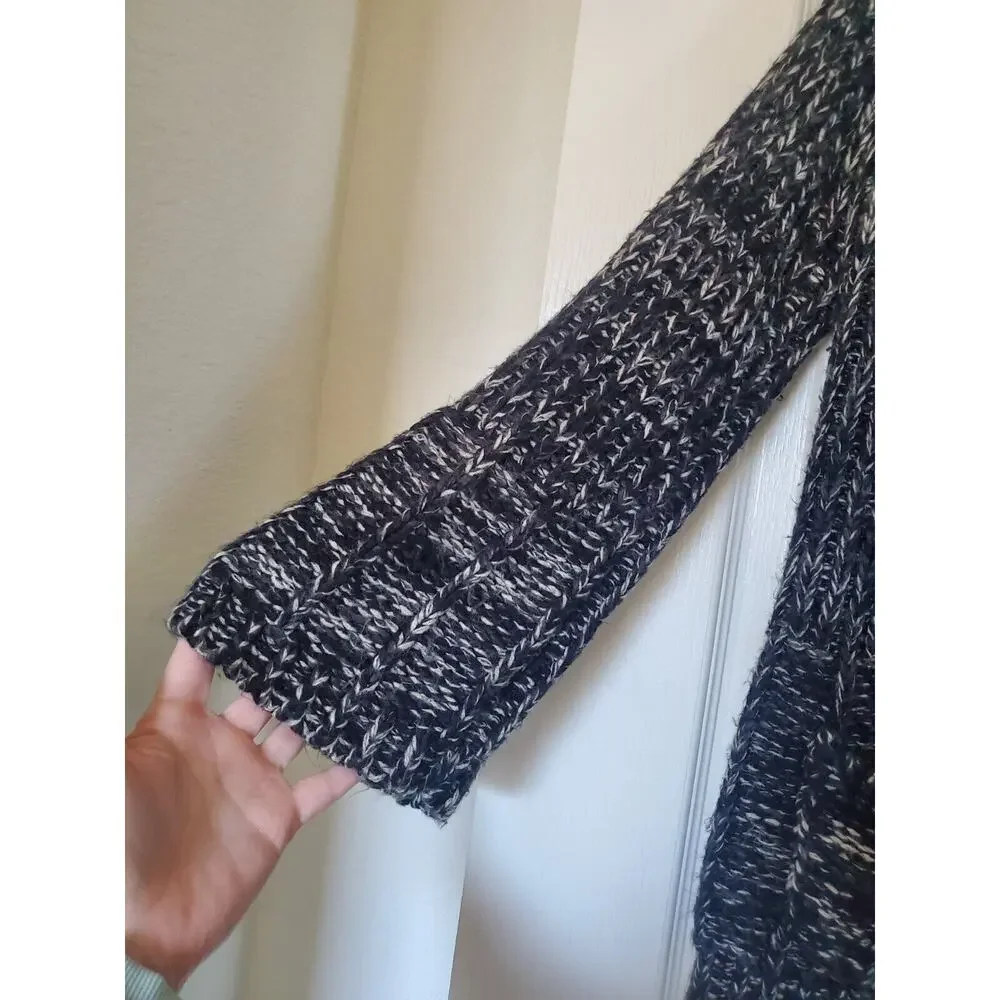 II Sisters Black Grey Shawl Collar Chunky Knit Cardigan Sweater, Women's Large - Picture 5 of 11